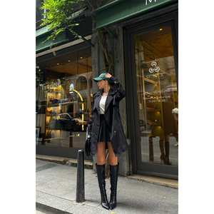 Abrigo Largo de Cuero Sintético Negro para Mujer, Estilo Casual, Impermeable, con Relleno de Algodón para Invierno, Talla Corta - Product Image 4