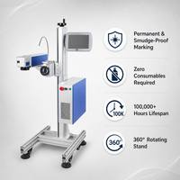Machine de marquage laser CO2 en ligne 20W 30W 60W, capacité de 1300 bouteilles/min pour le codage de la date de péremption des bouteilles de boissons et de cosmétiques, certifiée CE