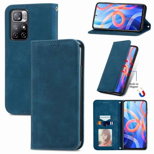 Luxury Business Style Waterproof Leather Mobile Phone Bags for Redmi Note 11 Wallet Case with Magnetic Credit Card Holder Purse