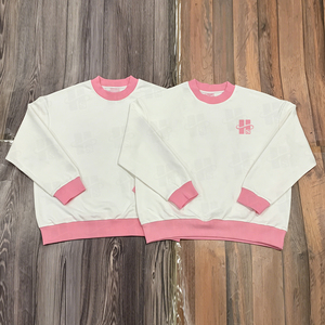 Sudadera de cuello redondo con ribete a contraste de moda al por mayor, 100% algodón French Terry, con logotipo bordado personalizado, estilo oversize para mujer, ¡Gran oferta! - Product Image 4