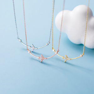 大丹ネックレス卸売エポキシ小さなペンダント飛行機925シルバー ジュエリーかわいいキュービックジルコニアネックレス - Product Image 3