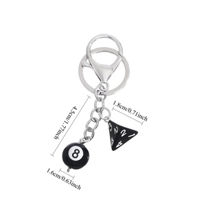 Y2K huit boules de billard chanceux dés porte-clés mode Vintage Design 8 boules résine porte-clés luxe hommes dés polyédriques porte-clés - Product Image 3