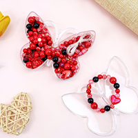 Kit de bijoux DIY en gros avec boîte papillon, perles acryliques rouges et breloques pour bracelets, fournitures de bricolage pour enfants