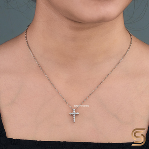 Lab Grown Diamond <b>Cross</b> Pendant <b>Necklace</b> 0.33 CT Round Cut EF VS Sparkling Faith Jewelry Elegant Design For Women - Product Image 6