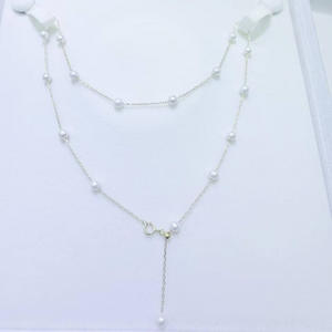 Collier Aurora en argent pur, ciel étoilé, perle d'eau douce ronde de 4,5 à 5 mm, avec un tempérament super étincelant - Product Image 4