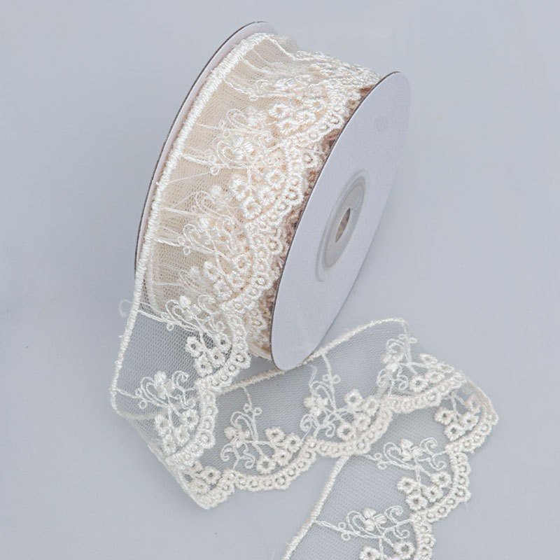 Beige-Single Scalloped Edge (4cm, 5 Yards)