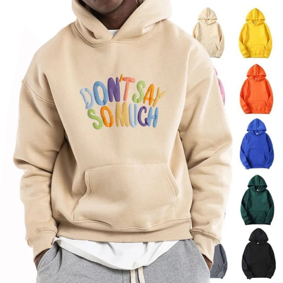 Trendy Multicolor Letter Print Hoodie - Cozy Cotton Unisex Pullover with Statement Design Everyday Fashionable Hoodie