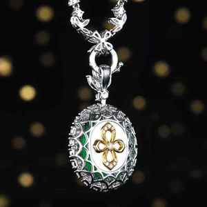 Collar con colgante de joyería de lujo SGARIT, piedra preciosa de esmeralda natural de 10.61 ct y 59 piezas de diamantes naturales con un total de 2.746 ct. - Product Image 3