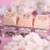 Custom Anime Sound Keyboard Keychain Cute Cartoon Acrylic Fidget Keycap Clicker Decompression Toy for Stress Relief Gift