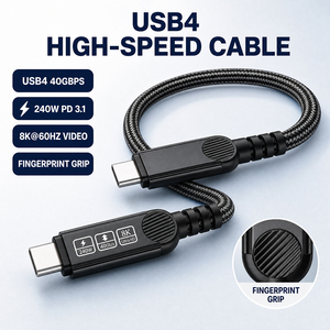 Câble USB4 40 Gbit/s <span class=keywords><strong>USB</strong></span>-C en gros, charge rapide 240 W, vidéo 8K, cordon de données tressé en nylon, flexible, fabricant - Product Image 1