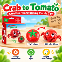 Jouet éducatif 2-en-1 pour enfants, crabe transformable en tomate et légumes, jeu de puzzle de transformation créative, pour distributeurs