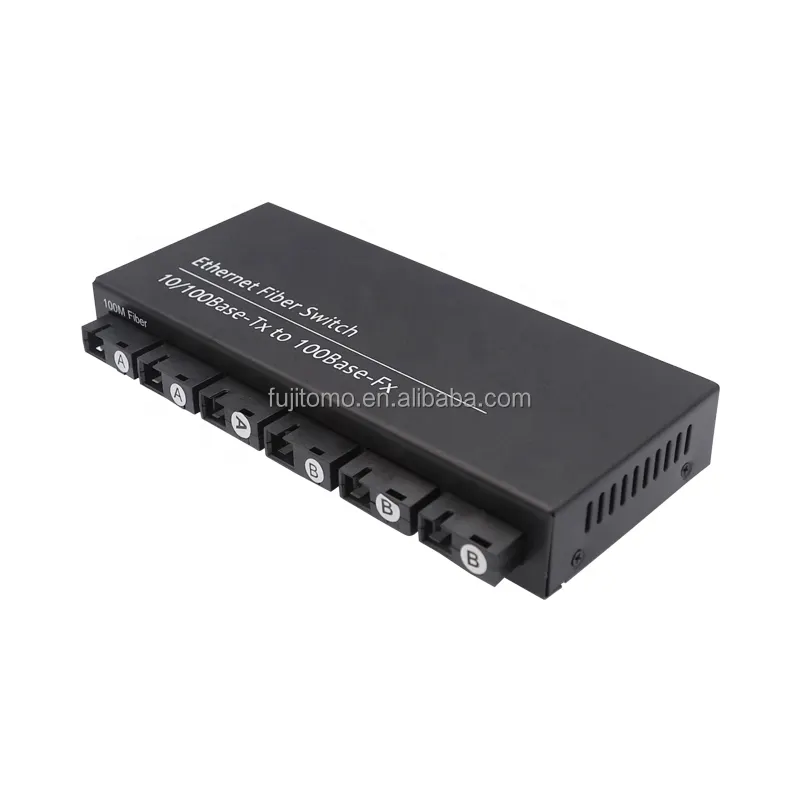 Ethernet media converter fiber optic switch 6 fiber 2RJ45 lan port 10/100 base 10/100/1000M gigabit 6 port fiber media converter