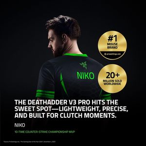 Souris de jeu sans fil <span class=keywords><strong>Razer</strong></span> <span class=keywords><strong>DeathAdder</strong></span> <span class=keywords><strong>V3</strong></span> Pro, 63g, légère, longue durée de vie de la batterie, taux de polling de 8000Hz, interrupteur optique, ergonomique - Product Image 6
