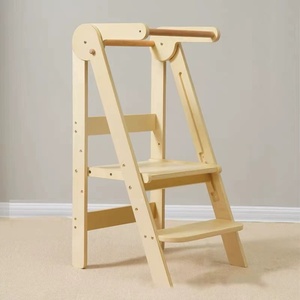 Tabouret pliant en bois pour enfants, aide de <span class=keywords><strong>cuisine</strong></span>, <span class=keywords><strong>tour</strong></span> d'apprentissage pour tout-petits, pour la salle de bain et le salon - Product Image 4