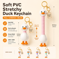 Porte-clés canard extensible personnalisé, jouet anti-stress, jouet sensoriel en PVC souple, porte-clés animal télescopique, jouet sensoriel à tirer et à rebondir