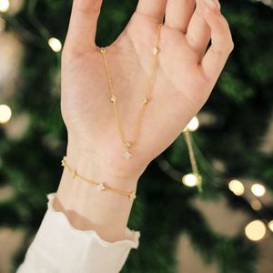 Dylam Verified Jewelry Supplier S925 Silver Rhodium 18K Gold Plated Link Chain Charm Four Leaf <b>Clover</b> Lucky <b>Bracelets</b> - Product Image 5