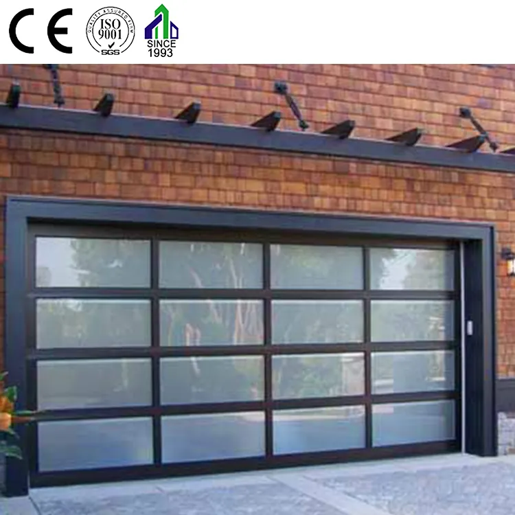 Porte de garage en verre transparent, design moderne, prix