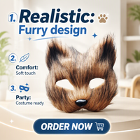 Masque de renard en PVC personnalisé pour Halloween, anniversaire, fête de remise de diplôme, accessoires de déguisement pour l'extérieur