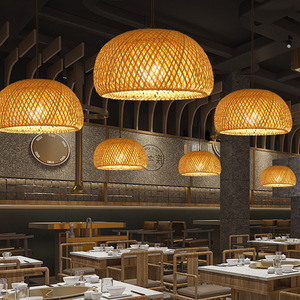 Cổ Điển Bắc Âu Retro Đẹp Vòng Handmade Mây Bóng Râm Gỗ Tre Treo Đèn Chùm Đảo Khu Nghỉ Mát LED Mặt Dây Chuyền Đèn - Product Image 4