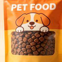 Pochette personnalisée imprimée à fond plat avec fermeture éclair pour aliments pour chiens, sac d'emballage en plastique Mylar recyclable de qualité alimentaire, résistant à la chaleur