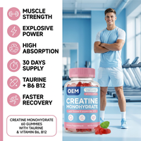 LUVVITA OEM Gummies à la créatine monohydrate, étiquette privée, végétaliens, supplément pré-entraînement sans sucre, 2500 mg, 5000 mg, gummies à la créatine
