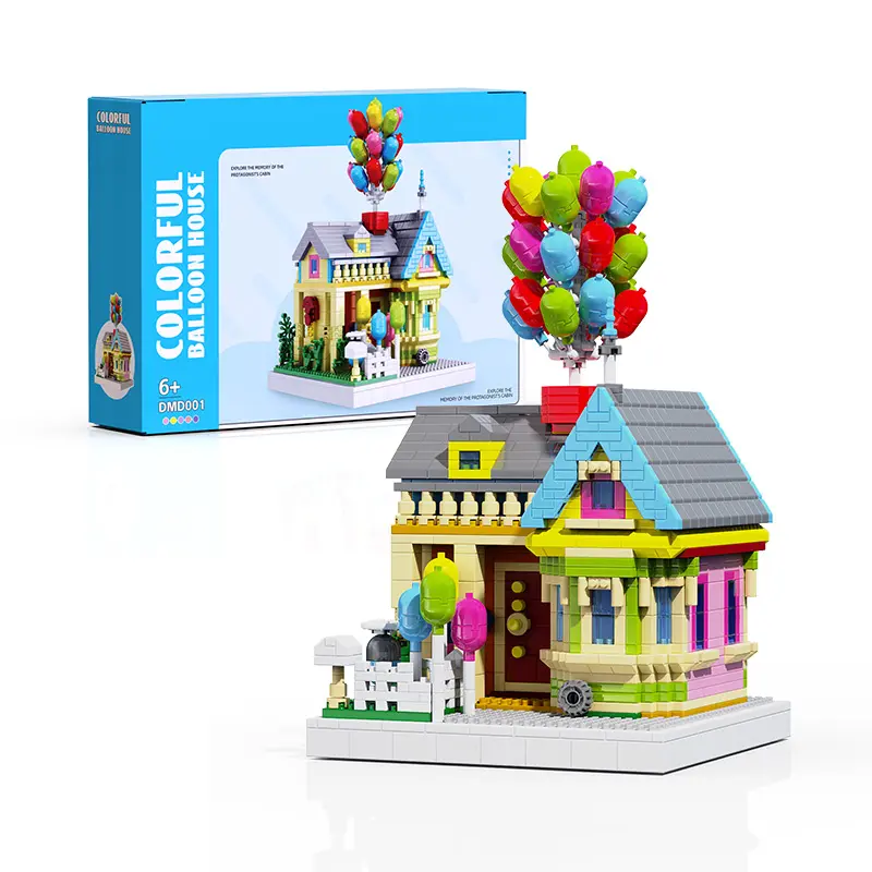 وصل حديثاً 2024 مجموعة مكعبات بناء المنزل على شكل بالون ألعاب أطفال تجميع نماذج المنازل الصغيرة هدايا السنة الجديدة للأطفال