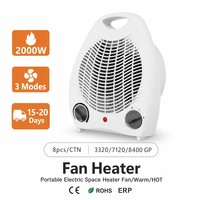 Radiateur Soufflant Portable Électrique avec Thermostat, Chauffage d'Appoint 3 Modes (Froid, Chaud, Tempéré), 1000W 2000W, Contrôle Automatique de la Température, Protection Contre la Surchauffe