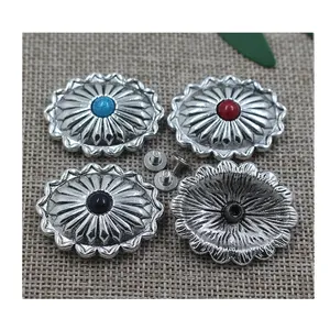 Alta qualidade novo design de moda de liga de prata turquesa oval texas conchos para cinto