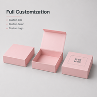 Boîte cadeau rigide rose clair, style plateau peu profond, finition mate pour accessoires de beauté, vente en gros et au détail directement de l'usine