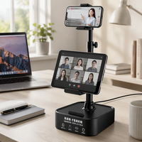 Support de téléphone et tablette pour diffusion en direct sur ordinateur de bureau, base métallique lourde, télescopique, réglable, double appareil, multifonctionnel pour la prise de vue