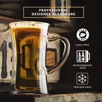 Chope à bière, verre à double paroi isolé, emballage haut de gamme pour cadeau, 13,5 onces