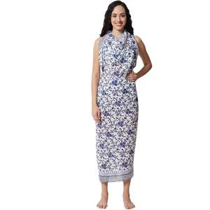 ผ้าซิ่นพิมพ์ลายบล็อกสีน้ำเงินอียิปต์สำหรับผู้หญิง ผ้าคลุมบิกินี่น้ำหนักเบา เหมาะสำหรับใส่ไปชายหาดและรีสอร์ทในฤดูร้อน - Product Image 1