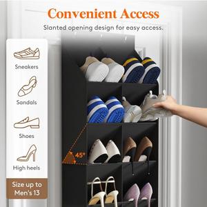 High Quality Modern Style 15-Pocket Door <b>Shoe</b> Organizer Stainless Steel Metal Fabric <b>Rack</b> New Release <b>Foldable</b> Convenient - Product Image 3