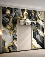 Papier peint adhésif effet marbre pour villa, appartement, hôtel – Autocollant mural moderne en PET, imperméable, ignifuge et résistant à l'humidité