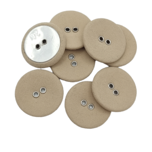 Colorful Classic 2-Holes Round Cloth Covered Aluminum Bottom <b>Metal</b> Buckle <b>Button</b> for Coat and Leather Jacket - Product Image 1