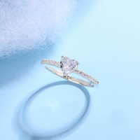 Bague de fiançailles classique en argent sterling S925 avec moissanite en forme de cœur de 1 carat, bijoux pour femmes