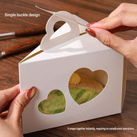 Boîte à gâteau/dessert jetable, écologique, en matériau alimentaire, portable, avec fenêtre transparente, impression personnalisée du logo, boîte en papier
