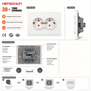 Presa Schuko Europea Doppia con Contatti Laterali di Terra 16A 250V, Presa a Muro Incassata per Progetti Residenziali e Alberghieri - Product Image 5