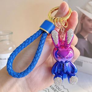2023 New Resin Drill Electroplating Diamond Keychain Luxury Cute Flower Bunny Rabbit Keychain Bag Pendant Gifts - Product Image 6