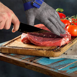 Gants de haute qualité en acier inoxydable de qualité alimentaire, anti-coupure, antidérapants, à texture écaille de poisson, avec bracelet élastique respirant et résistant aux déchirures - Product Image 5