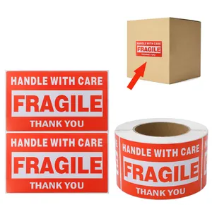 Custom Warning Label Sticker Warning Fragile Label Factory Produced Cheap Handle With Care Fragile Labels