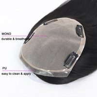 Prothèses capillaires chinoises en cheveux humains naturels pour femmes, pour cheveux clairsemés, sans frange, avec base mono plus large