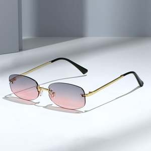 Gafas de Sol Personalizadas con Logotipo, Moda Vintage 2025, Montura Pequeña de Metal para Hombre y Mujer, Protección UV400, Estilo Y2K, Ovaladas sin Montura - Product Image 1