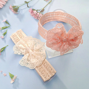 2024 Venta caliente princesa encaje corona flor lazos chico recién nacido diadema bebé diadema <span class=keywords><strong>para</strong></span> niña flor turbante bebé accesorios <span class=keywords><strong>para</strong></span> el cabello - Product Image 4