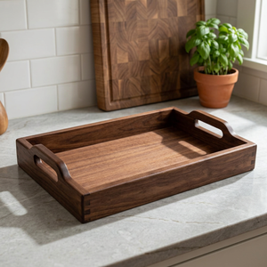 <b>Large</b> Acacia Wood Handmade Eco-Friendly Painted Serving <b>Trays</b> Household Dishwasher Microwave Safe Hotel Restaurant Supplies - Product Image 1