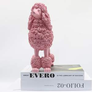 핫 세일 2023 핑크 푸들 동상 인형 거실 수지 개 공예 장식을위한 현대 장식품 - Product Image 2