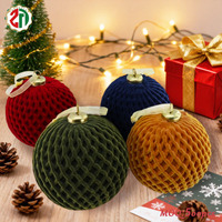 Boule de Noël en mousse rouge matelassée multicolore pour arbre de Noël, décoration de fête de Noël de luxe pour la maison