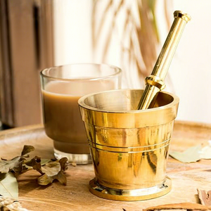 Decorative Brass Mortar and Pestle Set Traditional <b>Kitchen</b> <b>Accessory</b> for Spice Grinding and Food Preparation - Product Image 4