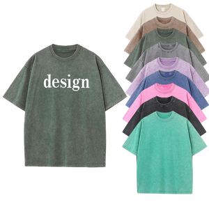 T-shirts vintage personnalisés en gros, vierges, 230 g/m², délavés à l'acide, coupe oversize, en coton épais, pour hommes - Product Image 1