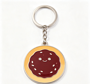 Round Pizza Metal <b>Key</b> Chain Enamel Keyring Silver <b>Ring</b> <b>Bag</b> Charm Gift Souvenir - Product Image 3